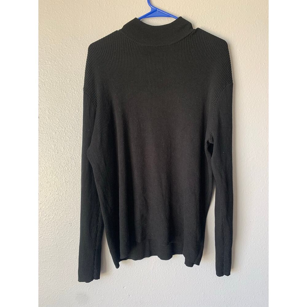 Coldwater Creek Black Silk Blend Mock Neck Ribbed Sweater Plus Size 3X